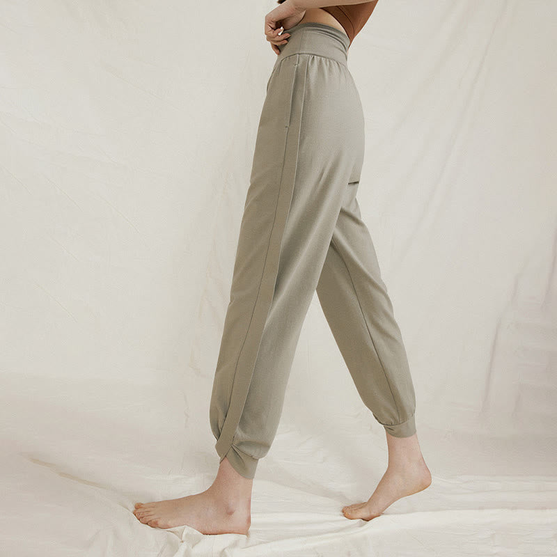 Buddha Stones Casual Plain High Waist Side Fold Quick Drying Damskie Spodnie Bawełniane Z Kieszeniami - image 8