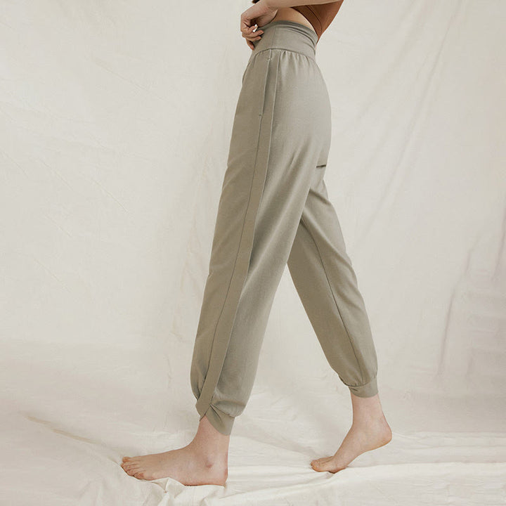 Buddha Stones Casual Plain High Waist Side Fold Quick Drying Damskie Spodnie Bawełniane Z Kieszeniami - image 8