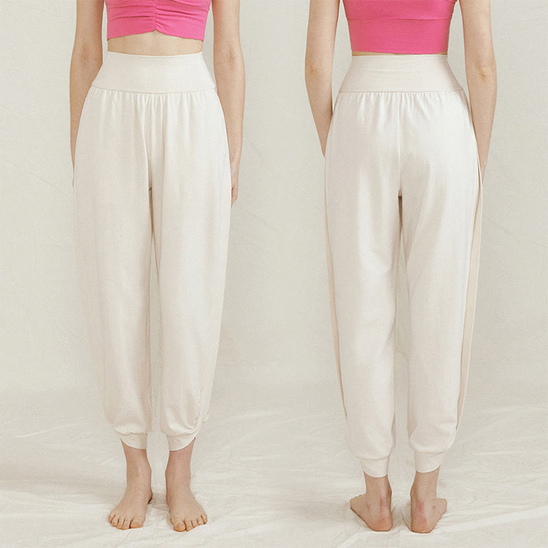 Buddha Stones Casual Plain High Waist Side Fold Quick Drying Damskie Spodnie Bawełniane Z Kieszeniami - image 2