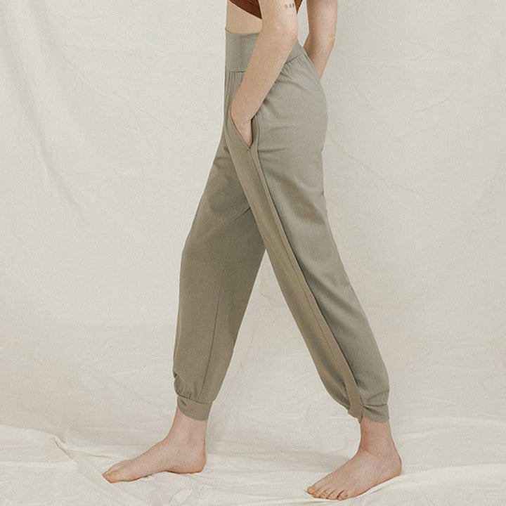 Buddha Stones Casual Plain High Waist Side Fold Quick Drying Damskie Spodnie Bawełniane Z Kieszeniami - image 12