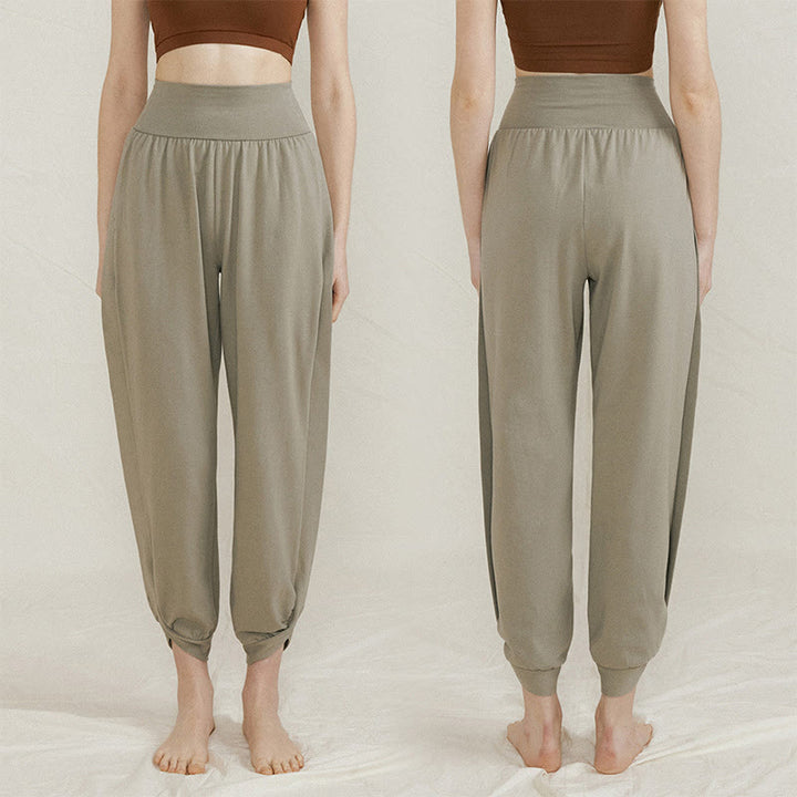 Buddha Stones Casual Plain High Waist Side Fold Quick Drying Damskie Spodnie Bawełniane Z Kieszeniami - image 7