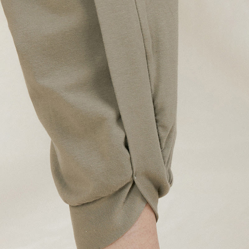 Buddha Stones Casual Plain High Waist Side Fold Quick Drying Damskie Spodnie Bawełniane Z Kieszeniami - image 10