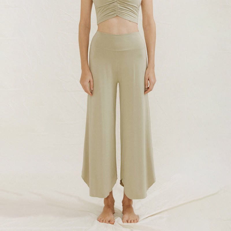 Spodnie damskie Leica z szerokimi nogawkami Buddha Stones Casual Plain Loose Irregular Geometryczny brzeg - DarkSeaGreen - US4, UK/AU8, EU36 (L) - image 11