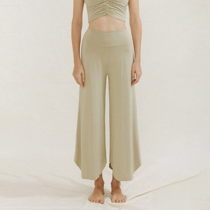 Spodnie damskie Leica z szerokimi nogawkami Buddha Stones Casual Plain Loose Irregular Geometryczny brzeg - DarkSeaGreen - US4, UK/AU8, EU36 (L) - image 11