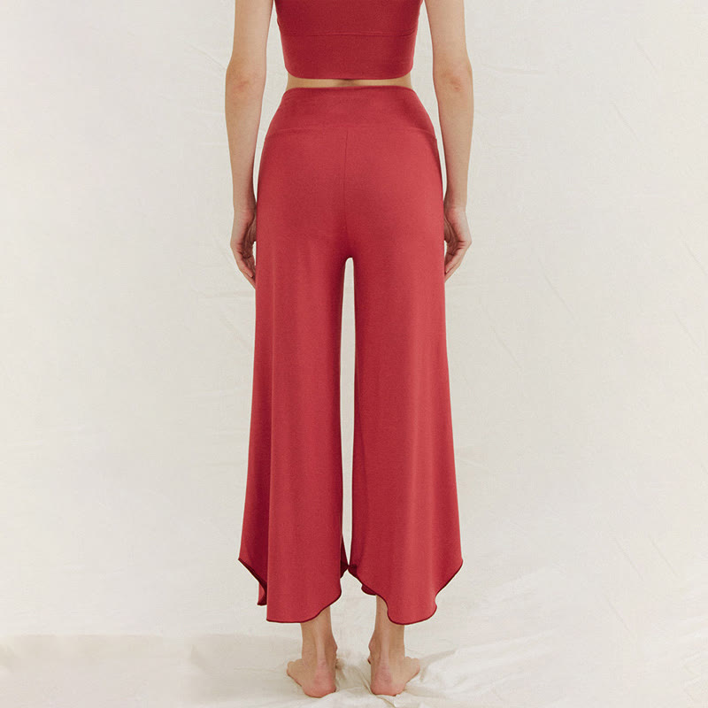 Spodnie damskie Leica z szerokimi nogawkami Buddha Stones Casual Plain Loose Irregular Geometryczny brzeg - image 1