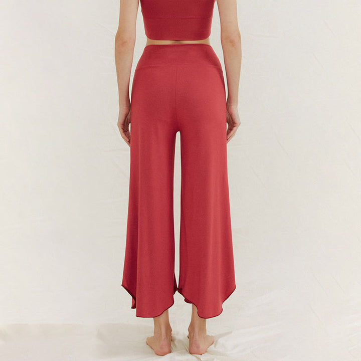 Spodnie damskie Leica z szerokimi nogawkami Buddha Stones Casual Plain Loose Irregular Geometryczny brzeg - image 1