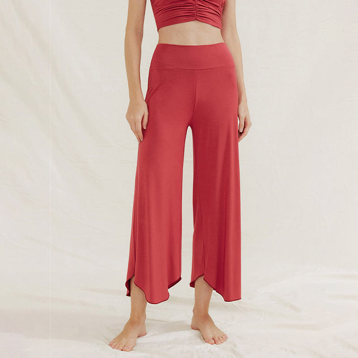 Spodnie damskie Leica z szerokimi nogawkami Buddha Stones Casual Plain Loose Irregular Geometryczny brzeg - Czerwony - US4, UK/AU8, EU36 (L) - image 0