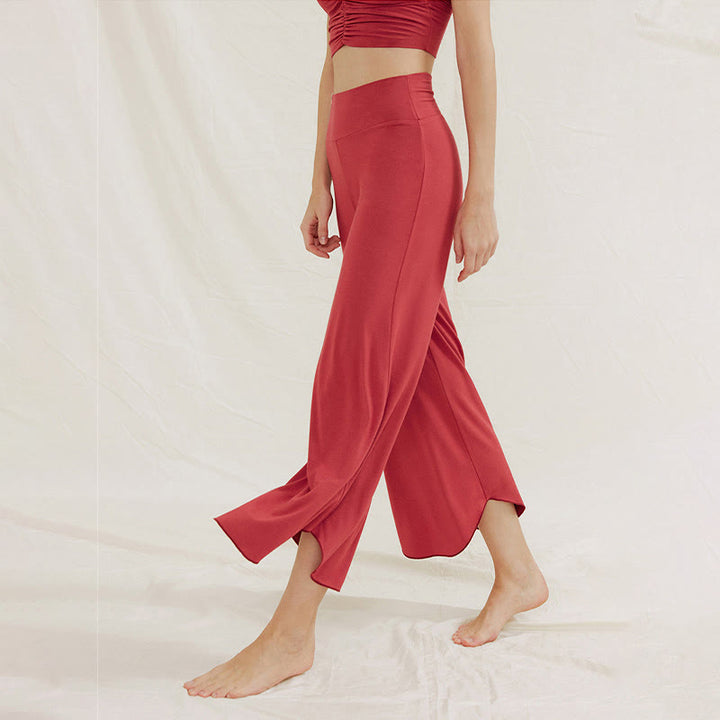Spodnie damskie Leica z szerokimi nogawkami Buddha Stones Casual Plain Loose Irregular Geometryczny brzeg - image 2