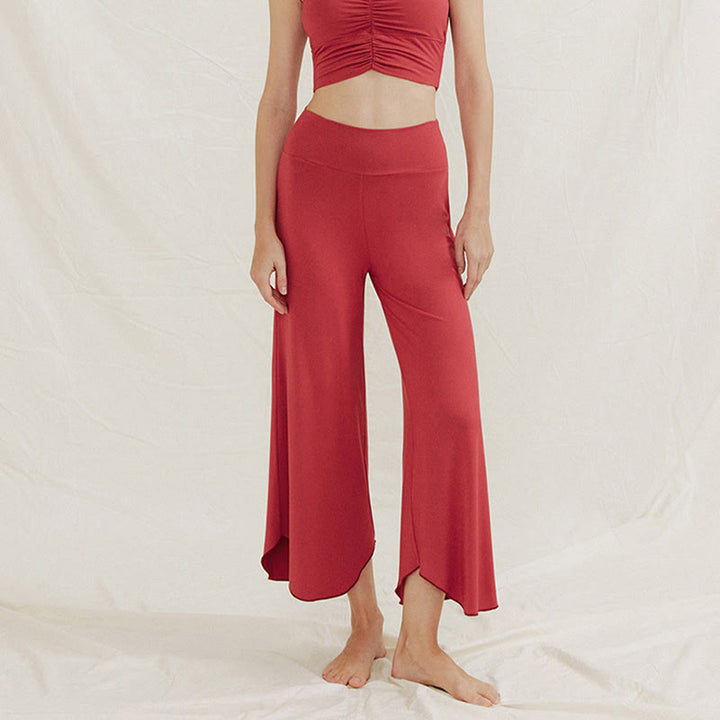 Spodnie damskie Leica z szerokimi nogawkami Buddha Stones Casual Plain Loose Irregular Geometryczny brzeg - image 4