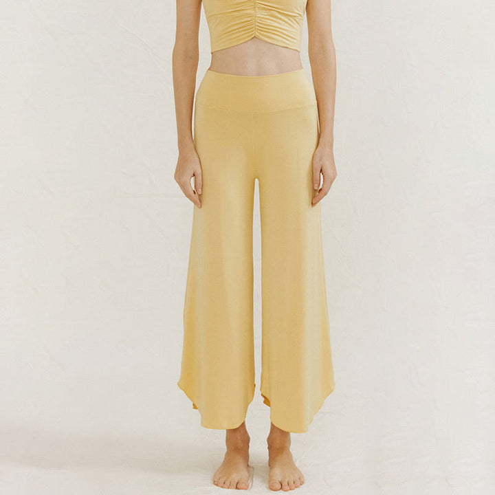 Spodnie damskie Leica z szerokimi nogawkami Buddha Stones Casual Plain Loose Irregular Geometryczny brzeg - Khaki - US4, UK/AU8, EU36 (L) - image 5