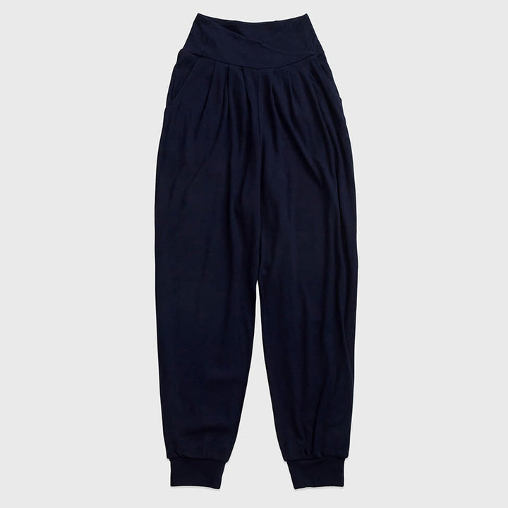 Spodnie damskie z elastycznej tkaniny Buddha Stones Casual Plain Threaded Slit Hem z kieszeniami - MidnightBlue - US6, UK/AU10, EU38 (XL) - image 13