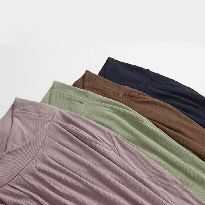 Spodnie damskie z elastycznej tkaniny Buddha Stones Casual Plain Threaded Slit Hem z kieszeniami - image 14