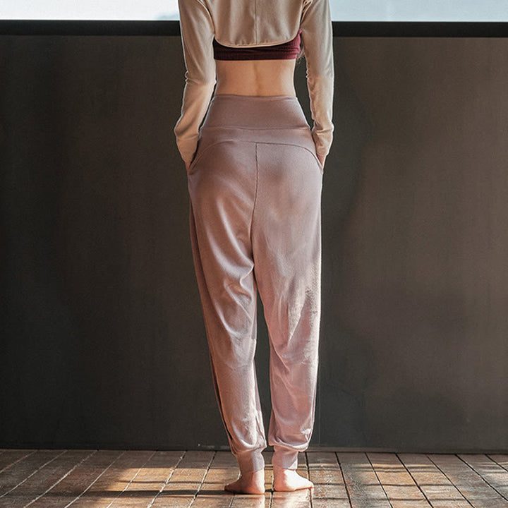 Spodnie damskie z elastycznej tkaniny Buddha Stones Casual Plain Threaded Slit Hem z kieszeniami - image 5