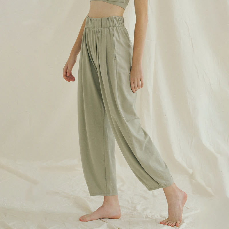 Buddha Stones Luźne Oddychające Luźne Damskie Spodnie Harem Leica Z Kieszeniami - image 13