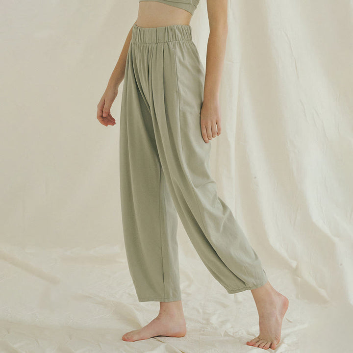 Buddha Stones Luźne Oddychające Luźne Damskie Spodnie Harem Leica Z Kieszeniami - image 13
