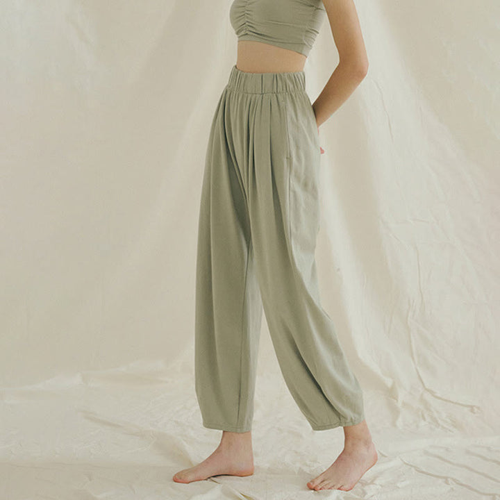 Buddha Stones Luźne Oddychające Luźne Damskie Spodnie Harem Leica Z Kieszeniami - image 14