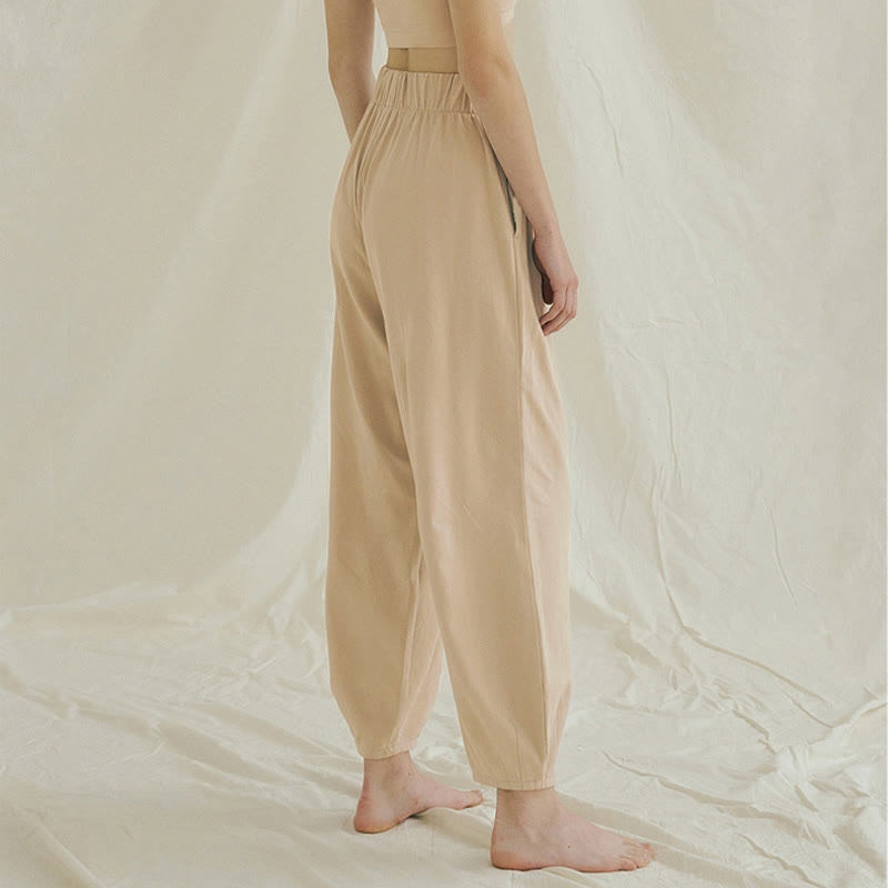 Buddha Stones Luźne Oddychające Luźne Damskie Spodnie Harem Leica Z Kieszeniami - image 3