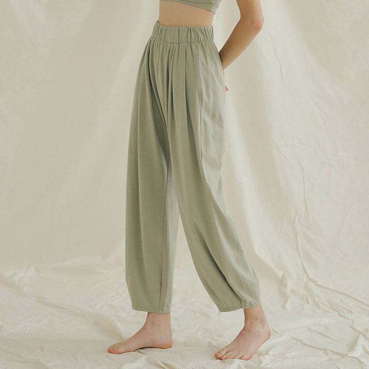 Buddha Stones Luźne Oddychające Luźne Damskie Spodnie Harem Leica Z Kieszeniami - image 16