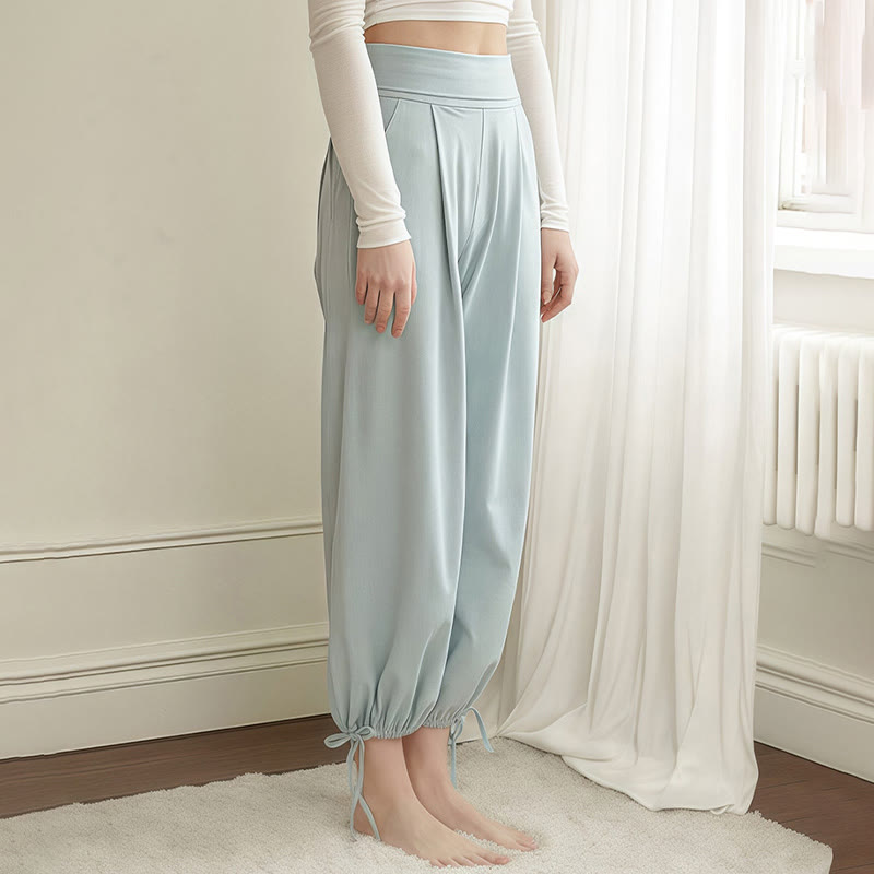 Spodnie damskie Leica z kieszeniami i ściągaczami Buddha Stones Casual Plain Drawstring Hems - image 1