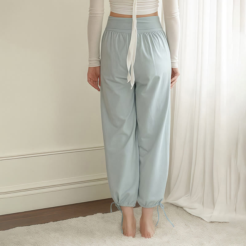 Spodnie damskie Leica z kieszeniami i ściągaczami Buddha Stones Casual Plain Drawstring Hems - image 2