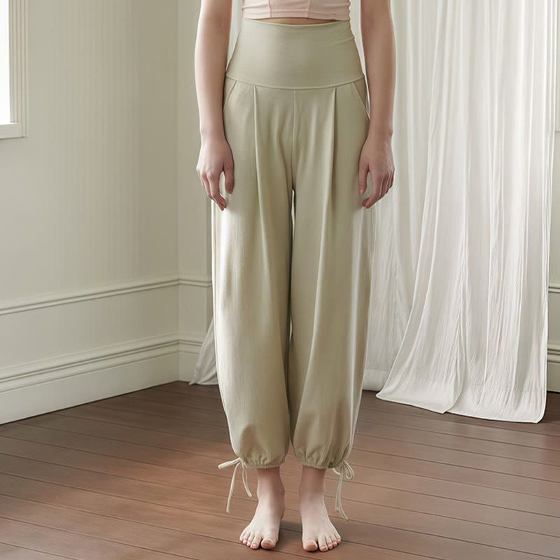 Spodnie damskie Leica z kieszeniami i ściągaczami Buddha Stones Casual Plain Drawstring Hems - DarkSeaGreen - US4, UK/AU8, EU36 (L) - image 13