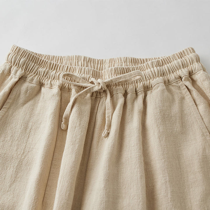 Spodnie damskie z szerokimi nogawkami Buddha Stones Casual Plain Loose Straight Leg z kieszeniami i bawełną ramia