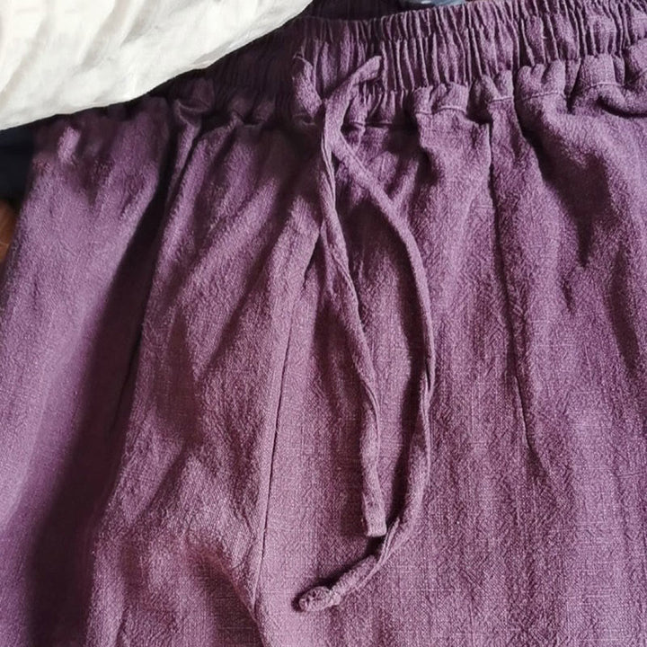 Spodnie damskie z szerokimi nogawkami Buddha Stones Casual Plain Loose Straight Leg z kieszeniami i bawełną ramia