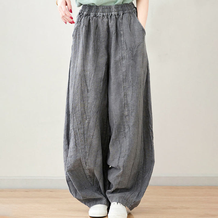 Spodnie damskie z ramii Buddha Stones Casual Plain Loose Tie-Dye z kieszeniami