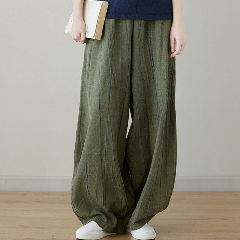 Spodnie damskie z ramii Buddha Stones Casual Plain Loose Tie-Dye z kieszeniami