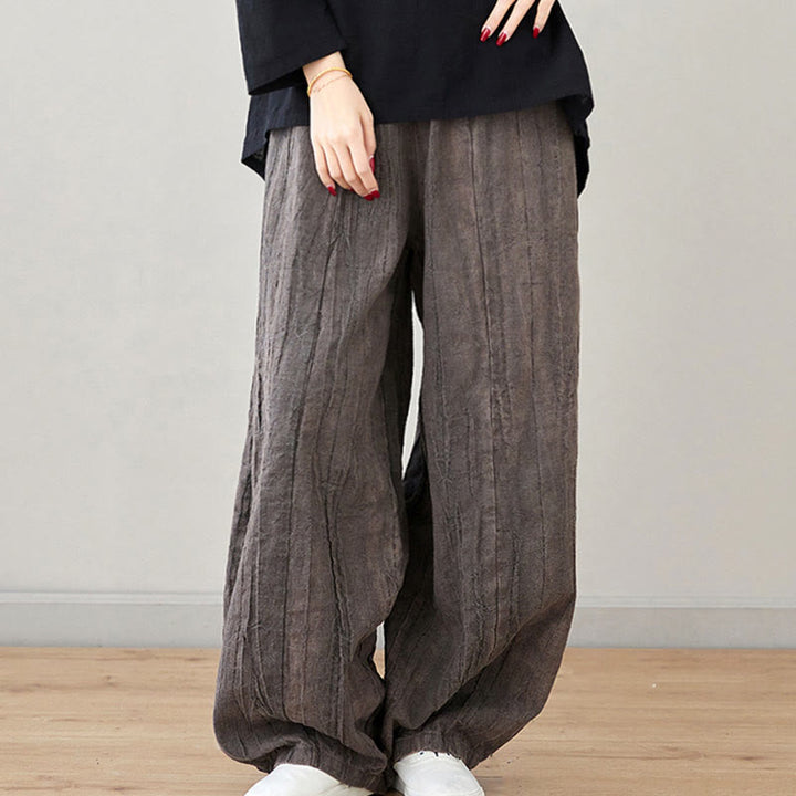 Spodnie damskie z ramii Buddha Stones Casual Plain Loose Tie-Dye z kieszeniami - image 29