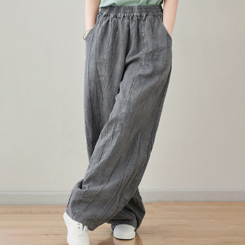 Spodnie damskie z ramii Buddha Stones Casual Plain Loose Tie-Dye z kieszeniami