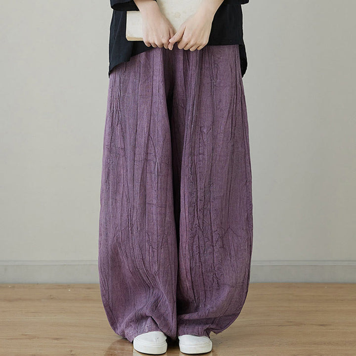 Spodnie damskie z ramii Buddha Stones Casual Plain Loose Tie-Dye z kieszeniami