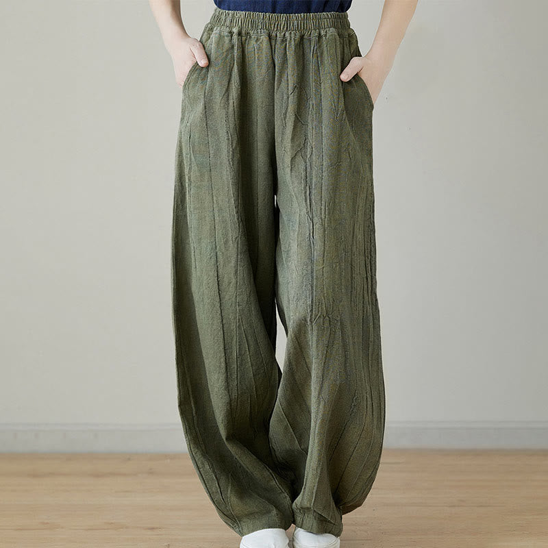 Spodnie damskie z ramii Buddha Stones Casual Plain Loose Tie-Dye z kieszeniami - SeaGreen - US8-10, UK/AU12-14, EU40-42 (XL) - image 11