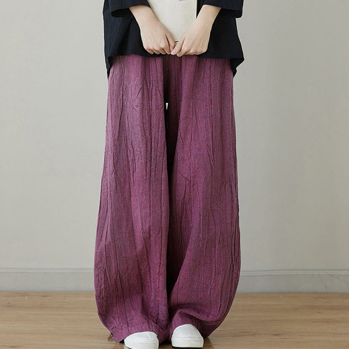 Spodnie damskie z ramii Buddha Stones Casual Plain Loose Tie-Dye z kieszeniami