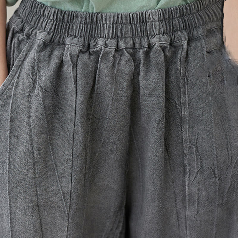 Spodnie damskie z ramii Buddha Stones Casual Plain Loose Tie-Dye z kieszeniami - image 10