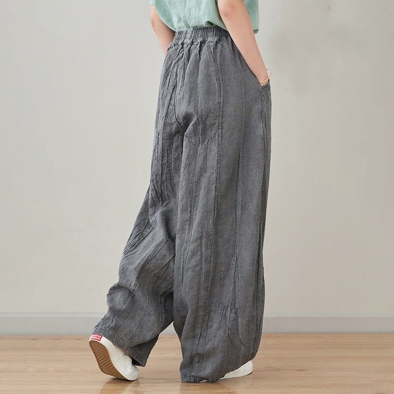 Spodnie damskie z ramii Buddha Stones Casual Plain Loose Tie-Dye z kieszeniami