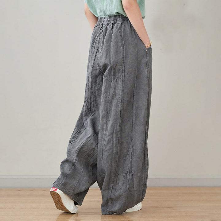 Spodnie damskie z ramii Buddha Stones Casual Plain Loose Tie-Dye z kieszeniami