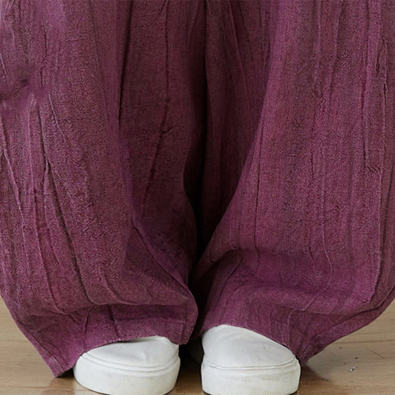 Spodnie damskie z ramii Buddha Stones Casual Plain Loose Tie-Dye z kieszeniami - image 4