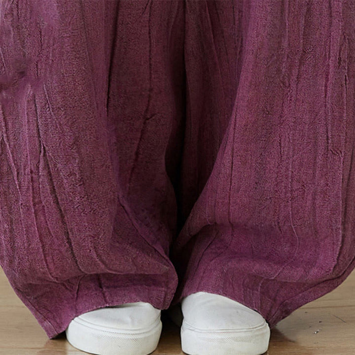 Spodnie damskie z ramii Buddha Stones Casual Plain Loose Tie-Dye z kieszeniami - image 4