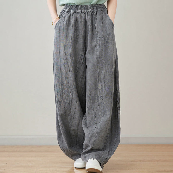 Spodnie damskie z ramii Buddha Stones Casual Plain Loose Tie-Dye z kieszeniami