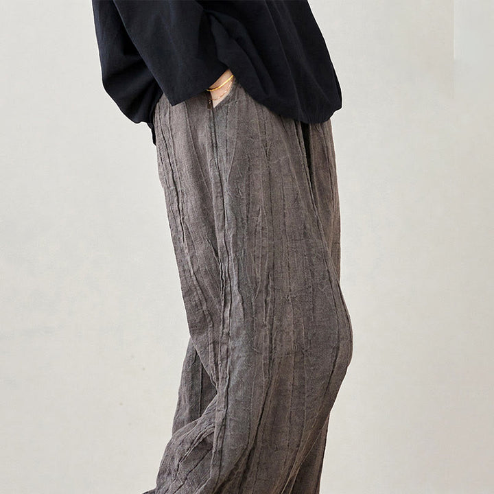 Spodnie damskie z ramii Buddha Stones Casual Plain Loose Tie-Dye z kieszeniami
