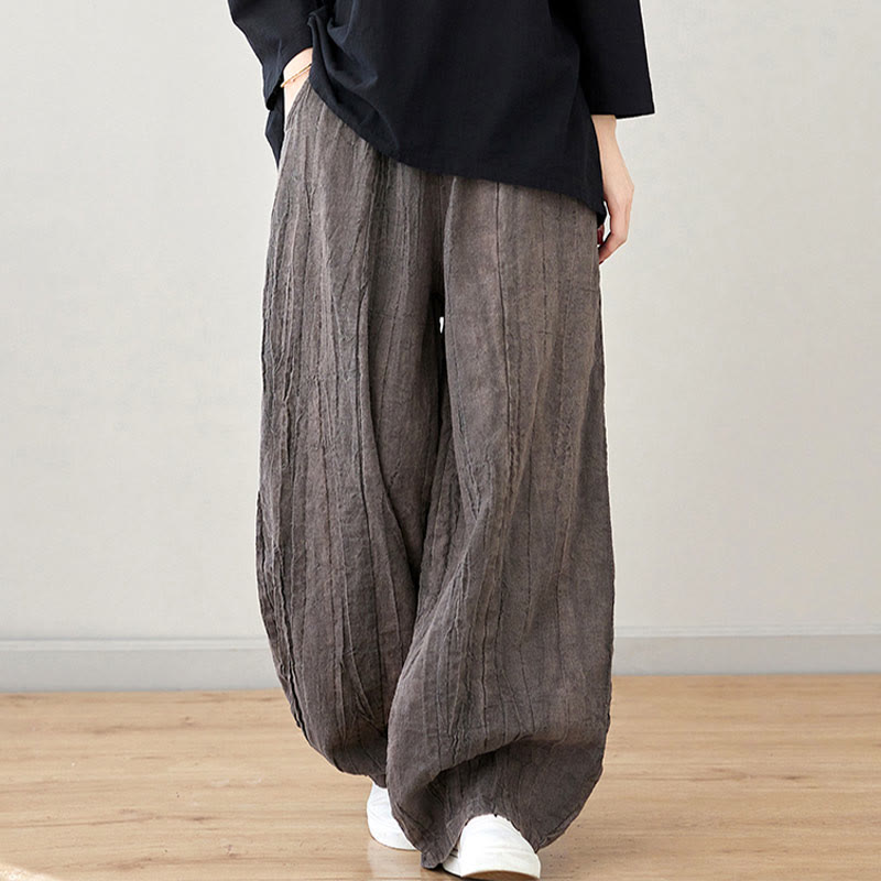 Spodnie damskie z ramii Buddha Stones Casual Plain Loose Tie-Dye z kieszeniami - image 28