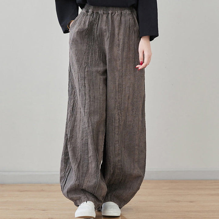 Spodnie damskie z ramii Buddha Stones Casual Plain Loose Tie-Dye z kieszeniami - DimGray - US8-10, UK/AU12-14, EU40-42 (XL) - image 26