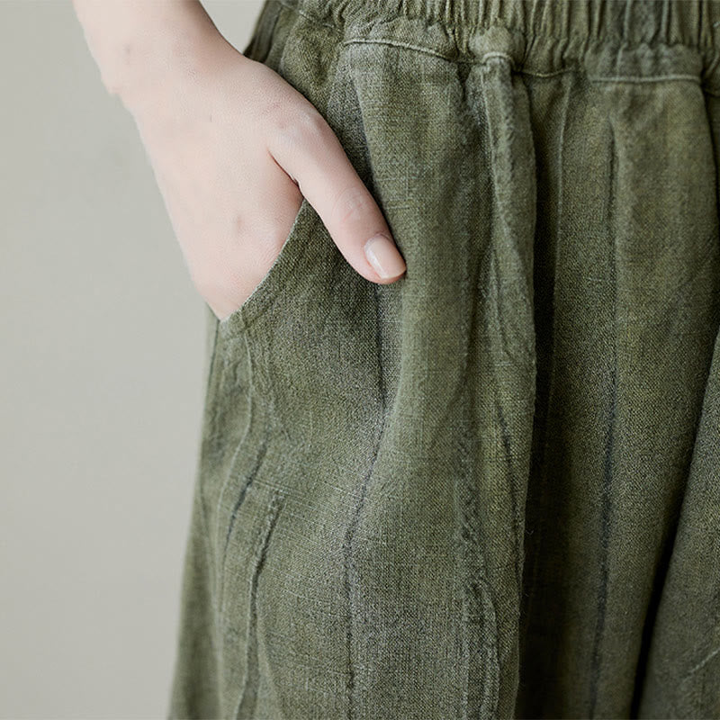 Spodnie damskie z ramii Buddha Stones Casual Plain Loose Tie-Dye z kieszeniami - image 15