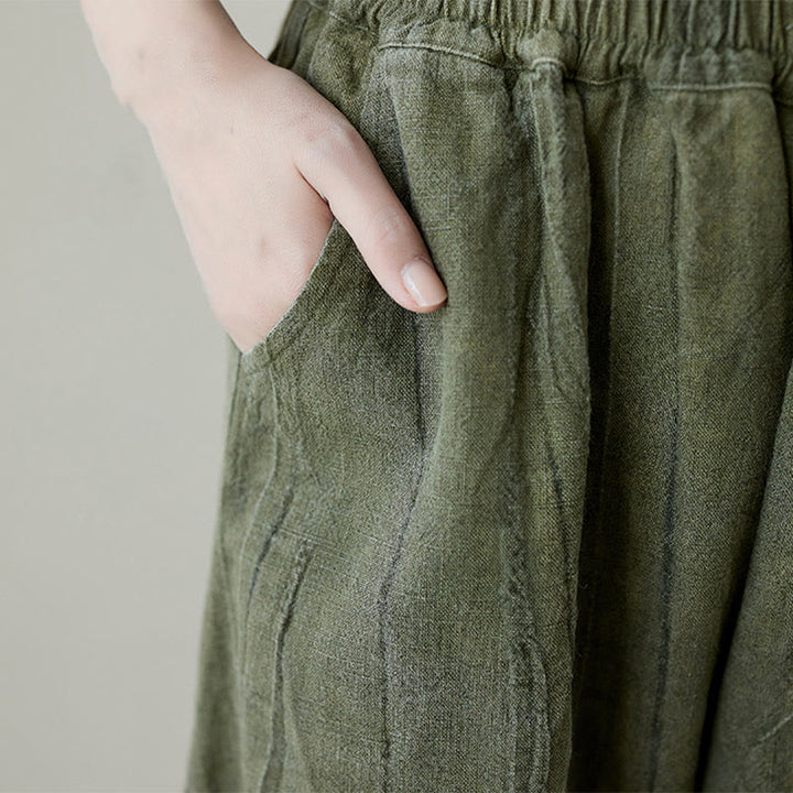 Spodnie damskie z ramii Buddha Stones Casual Plain Loose Tie-Dye z kieszeniami - image 15