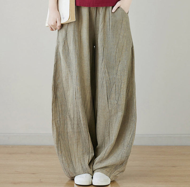 Spodnie damskie z ramii Buddha Stones Casual Plain Loose Tie-Dye z kieszeniami - image 23