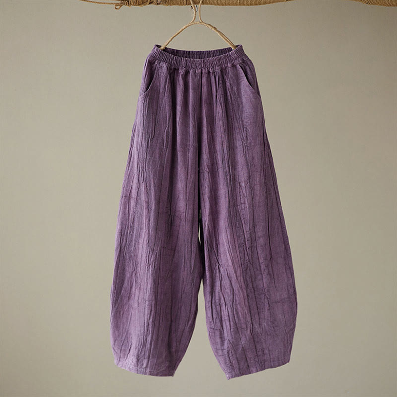 Spodnie damskie z ramii Buddha Stones Casual Plain Loose Tie-Dye z kieszeniami - image 19