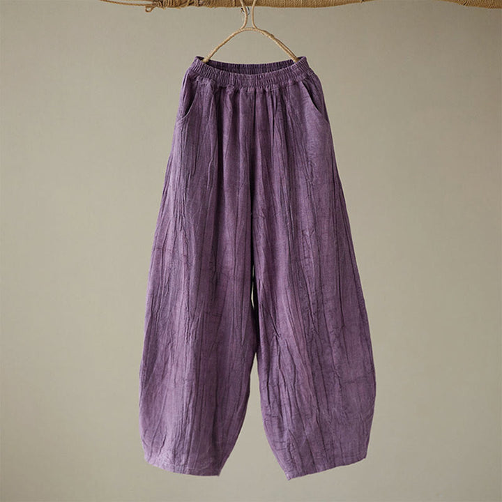 Spodnie damskie z ramii Buddha Stones Casual Plain Loose Tie-Dye z kieszeniami - image 19