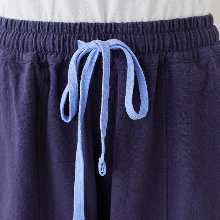 Buddha Stones Casual Plain Loose Rope Damskie Spodnie Bawełniano-Lniane Z Kieszeniami - image 19