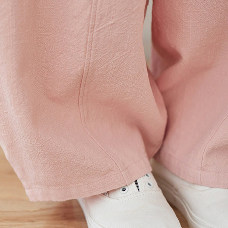 Buddha Stones Casual Plain Loose Rope Damskie Spodnie Bawełniano-Lniane Z Kieszeniami - image 7